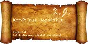 Korényi Jozafát névjegykártya